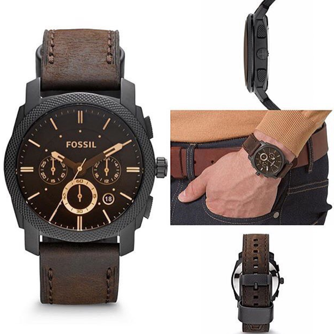 Fossil Machine Chronograph Brown Dial Men's Watch, Formal & Casual Look- FS4656 (Best Gift For Man)