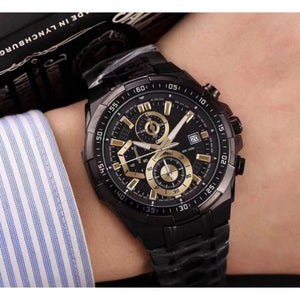 Chronograph With Black Stainless steel Strap Men's Watch Black Gold 539BK